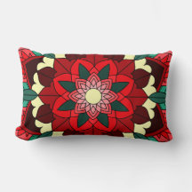 Mandala Pattern 02 in red Lumbar Cushion