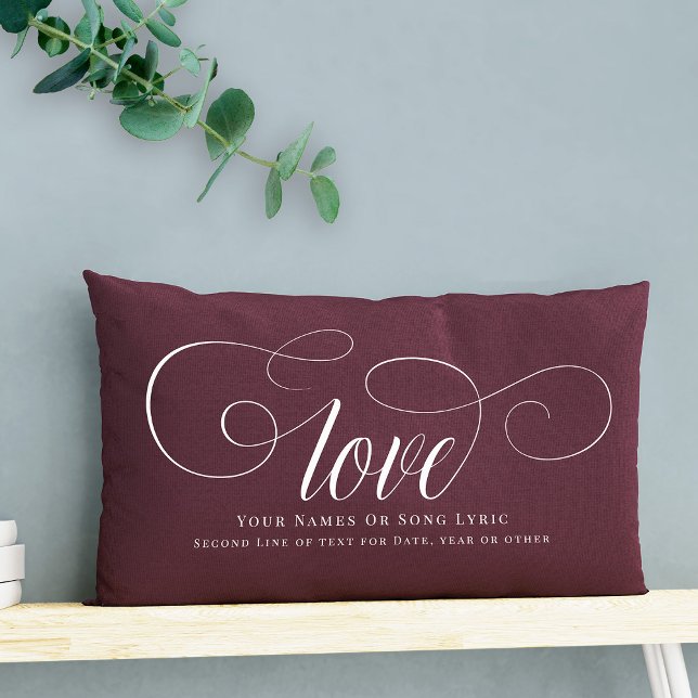 Almofada Lombar Manutenção de Letras de Música Personalizada com C (Love, DIY style! Our script calligraphy pillow, a custom keepsake for couples. )