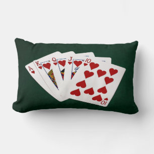 Almofada Lombar Mãos de pôquer - Royal Flush - Traje de Coraçã