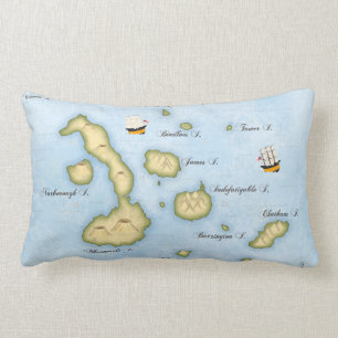 Almofada Lombar Mapa das Ilhas Tropicais do Arquipélago de Galáp