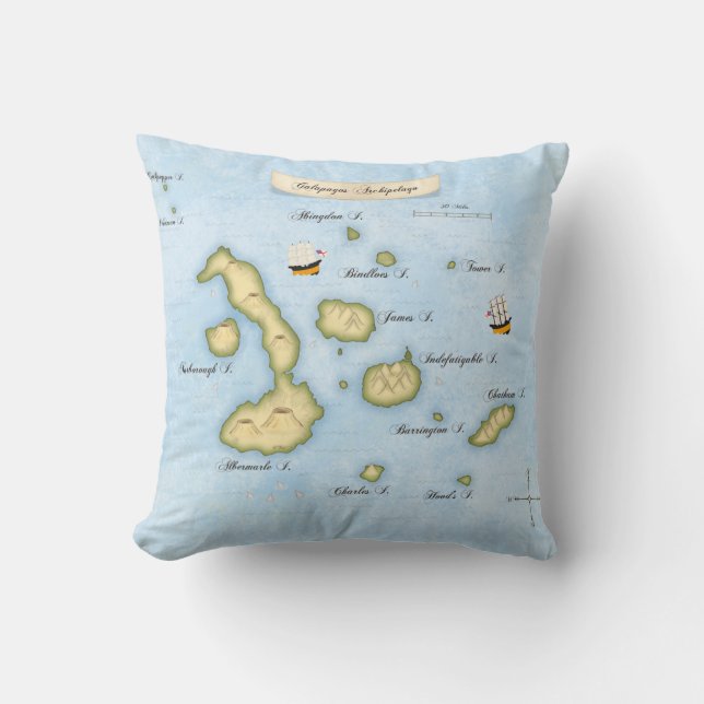 Almofada Lombar Mapa das Ilhas Tropicais do Arquipélago de Galápag (Frente)