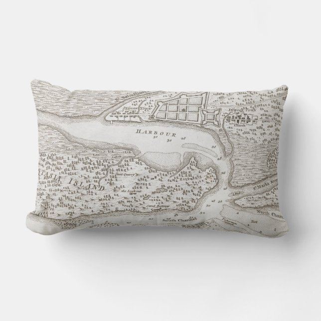 Almofada Lombar Mapa das Ruas de Augustine Florida (1763) (Frente)