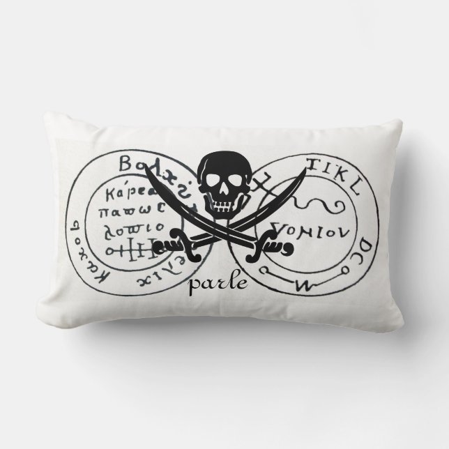 ALMOFADA LOMBAR MAPA DE TRATAMENTO ANTICO TALISMAN/PIRATAS (Frente)