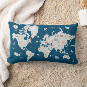 Almofada Lombar Mapa do Mundo dos Animais