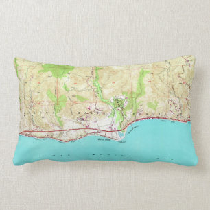 Almofada Lombar Mapa do vintage de Malibu Califórnia (1950)