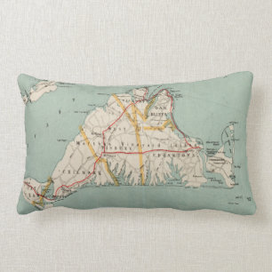 Almofada Lombar Mapa do vintage do Martha's Vineyard (1917)