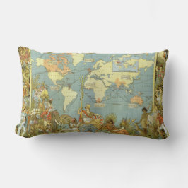 Almofada Lombar Mapa Mundial Antiquado do Império Britânico, 1886
