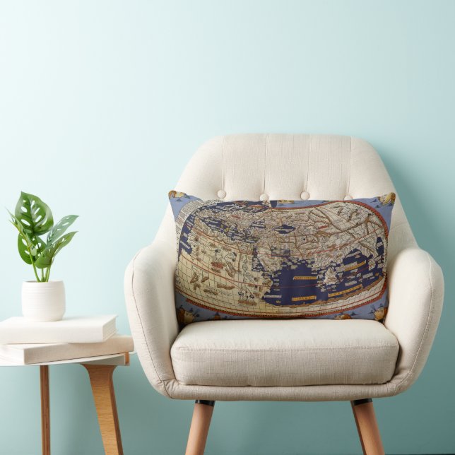 Almofada Lombar Mapa Mundial Antiquado Ptolémico, Johannes de Arns (Cadeira)