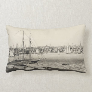 Almofada Lombar Mapa pictórico do vintage de Newport RI (1860)