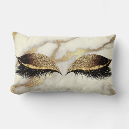 Almofada Lombar Marble White Dourada Cinza Prateada Glam Maqueamen