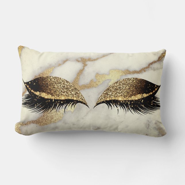 Almofada Lombar Marble White Dourada Cinza Prateada Glam Maqueamen (Frente)