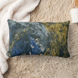 Almofada Lombar Marinho abstrato Arte Dourada Azul