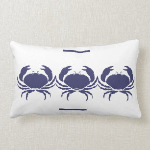 Almofada Lombar marinho CRABS — TRAVESSEIRO branco — vida costeira