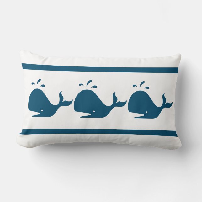 Almofada Lombar Marinho Náutico de Cristal Branco AZUL (Frente)