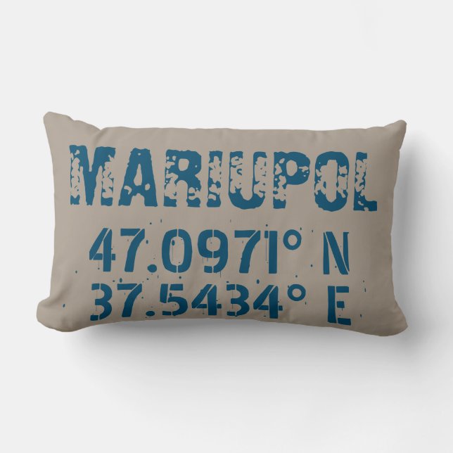 Almofada Lombar Mariupol Ukraine Latitude & Longitude Distressed  (Frente)
