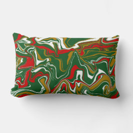 Almofada Lombar Mármore de Natal verde, vermelho, branco e Dourado