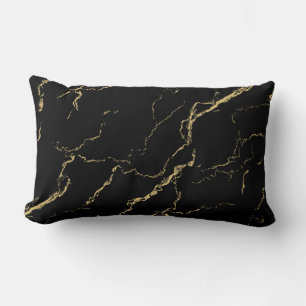 Almofada Lombar Mármore Negro e Dourado