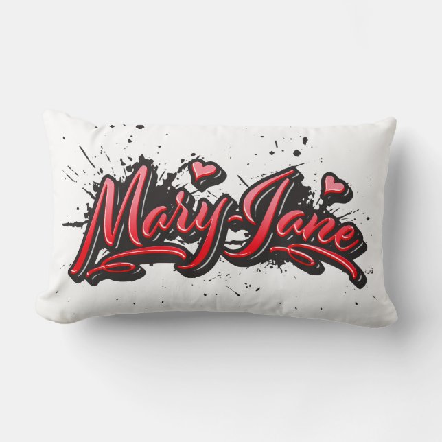 Almofada Lombar Mary-Jane red Heart Graffiti Kissen lang (Frente)