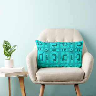 Almofada Lombar Matriz Abstrato de Mazipoodles - Teal