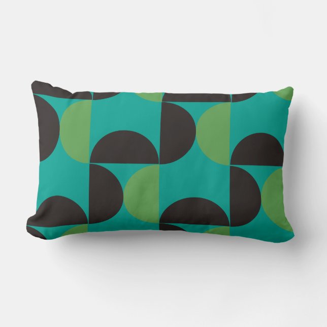 Almofada Lombar Médio Século Moderno Castanho verde e turquesa (Frente)