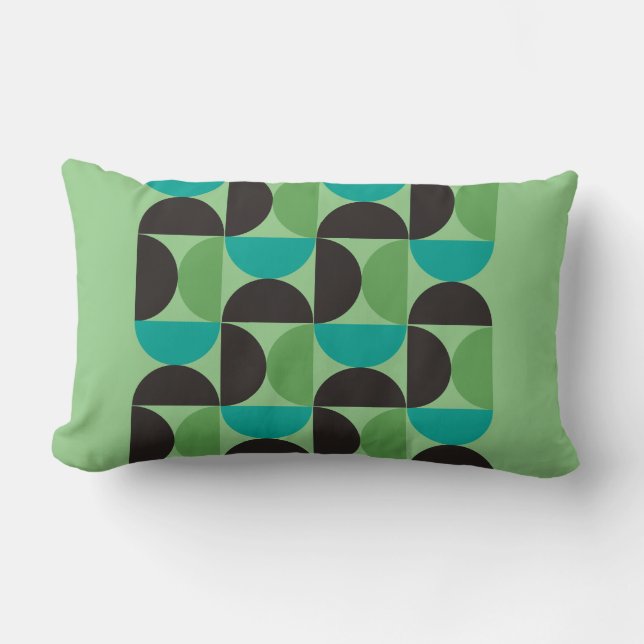Almofada Lombar Médio Século Moderno Castanho verde e turquesa (Frente)