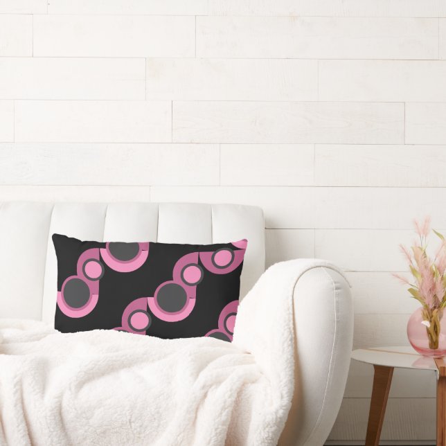 Almofada Lombar Médio Século moderno cor-de-rosa, preto e cinza (Sofá)