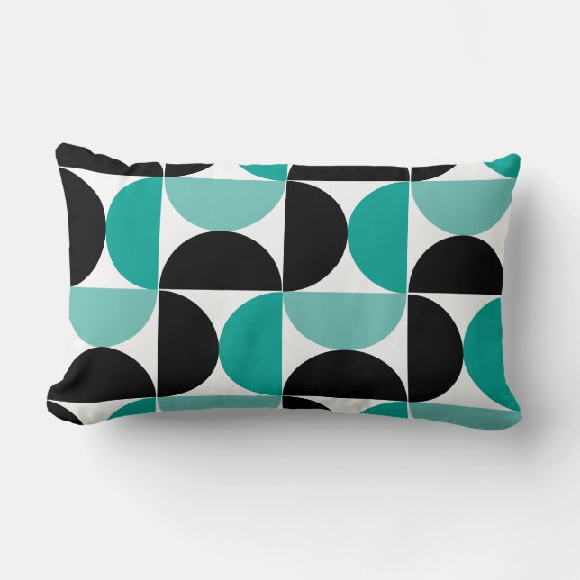 Almofada Lombar Médio Século moderno preto branco e menta (Frente)