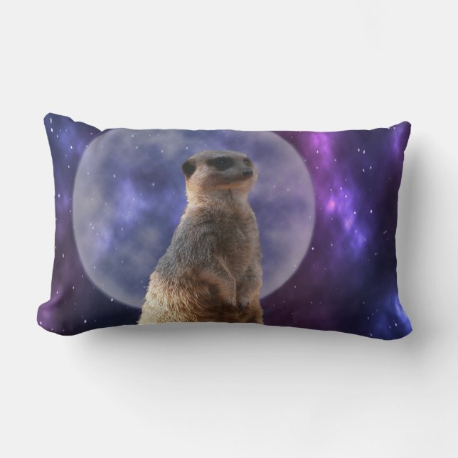 Almofada Lombar Meerkat No Blue Moonlight Night Watch, (Frente)
