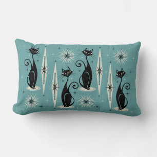 Almofada Lombar Meio século Meow Retro Atomic Cats - Azul