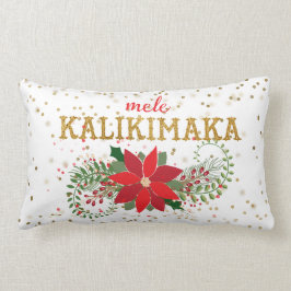 Almofada Lombar Mele Kalikimaka Dourado Glitter Poinsettia