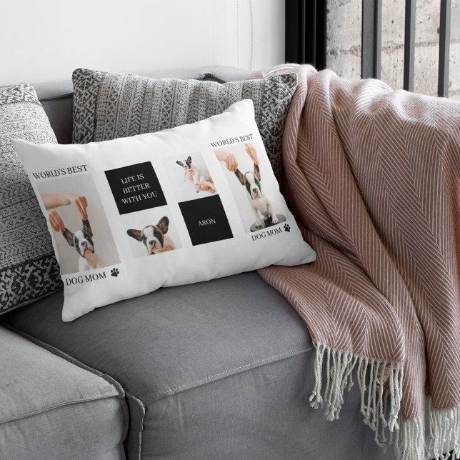 Almofada Lombar Melhor Mãe de Cachorro | Collage Dog Photo (Criador carregado)
