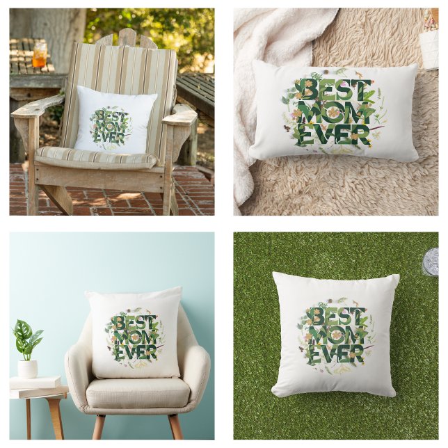 Almofada Lombar Melhores Presentes do Dia das Mães para a Melhor M (Green Best Mom Ever Mother's Day Gifts Pillow)