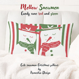 Almofada Lombar Mellow Geo Stripes -Christmas red green snowman.