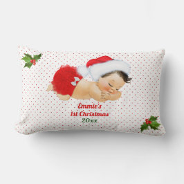 Almofada Lombar Menina Bebê Natal Chapéu Vermelho do Papai Noel Po