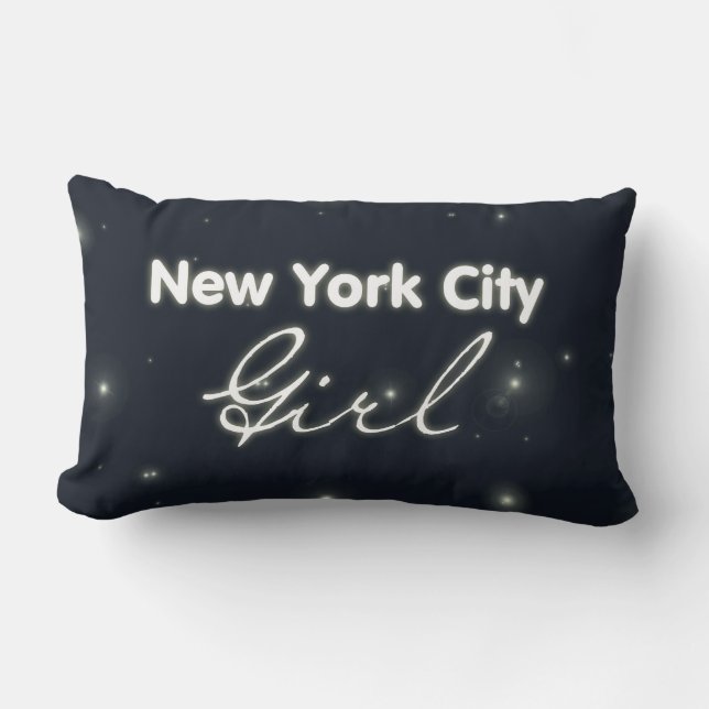 Almofada Lombar Menina da Nova Iorque - céu azul e estrelas (Frente)