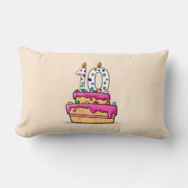 Almofada Lombar Menina do 10º Aniversário, 10 no Bolo Rosa Doce