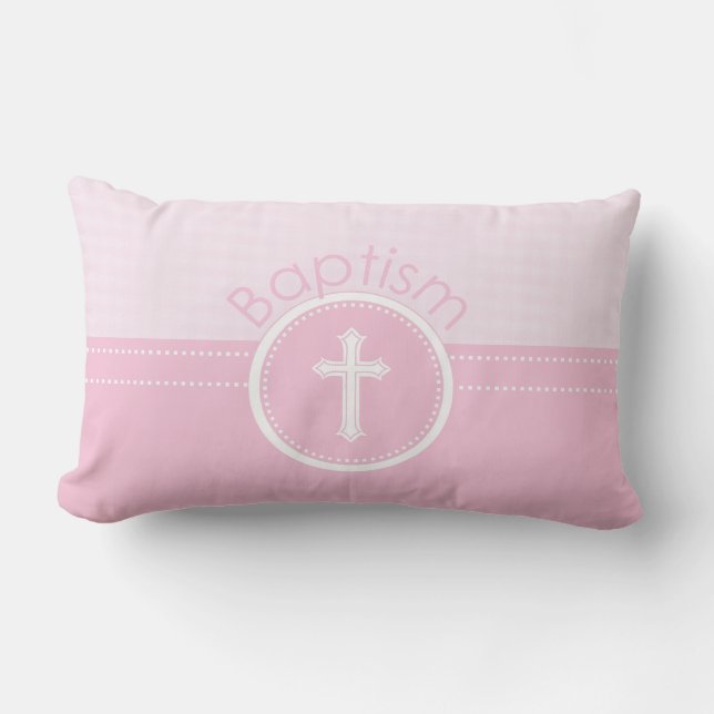 Almofada Lombar Menina rosa e personalizável, criança de Deus bati (Frente)