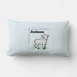 Almofada Lombar Menino Azul do Batismo Cordeiro, Personalizável