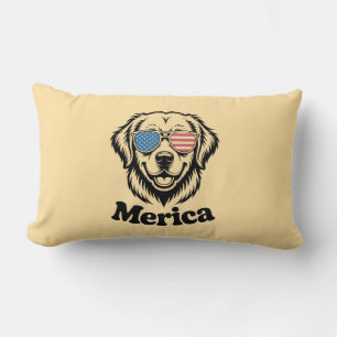 Almofada Lombar Merica Patiotic Dog vidros EUA Bandeira Americana