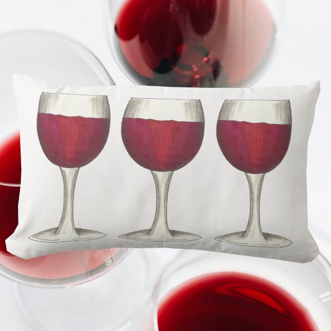 Almofada Lombar Merlot Cabernet Red Wine Glass Vinery Vinheira (Red wine glasses pillow)