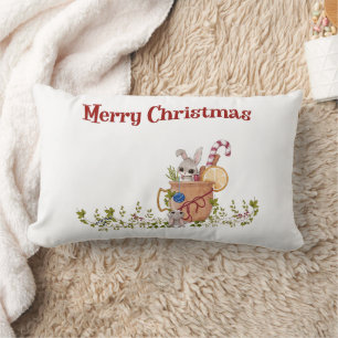 Almofada Lombar Merry Christmas Bunny Winter Cena