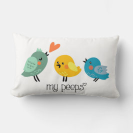 Almofada Lombar Meus Peeps | Travesseiro de pássaro | Desenho manu