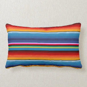 Almofada Lombar Mexicano vermelho Dourado azul Sarape