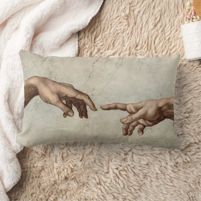 Almofada Lombar Michaelangelo mãos criação adam deus (Cobertor)