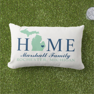 Almofada Lombar Michigan Home Mint Estado Família Monograma