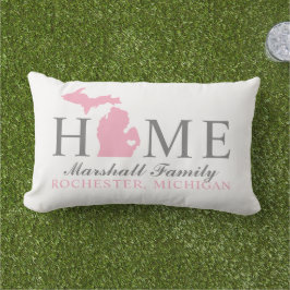 Almofada Lombar Michigan Home Pink e Monograma da Família Personal