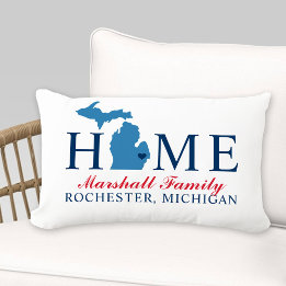 Almofada Lombar Michigan Home Red and Blue Custom Family Monograma