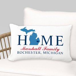 Almofada Lombar Michigan Home Red and Blue Custom Family Monograma