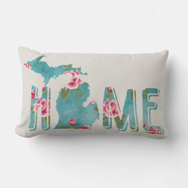 Almofada Lombar Michigan Watercolor | Rosas Shabby | CASA (Frente)