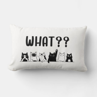 Almofada Lombar Minimal Cute Cats Pillow Black and White